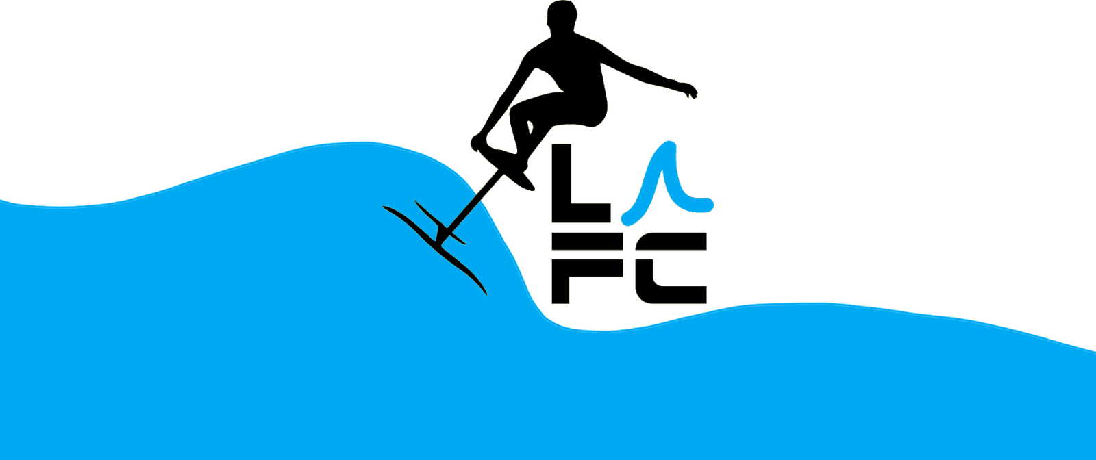LA Foil Club rider mark over a blue wave